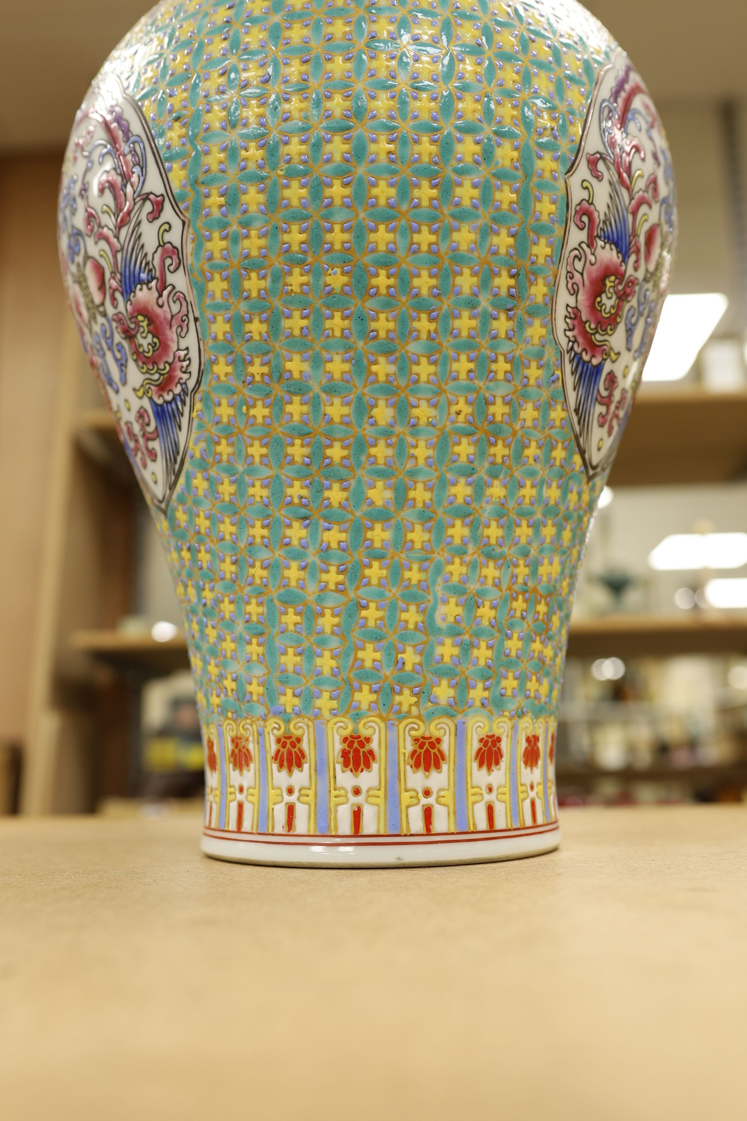 A Chinese enamelled porcelain meiping, 39cm